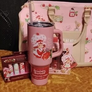 Strawberry Shortcake Tumbler With Lip Balm, Lip Gloss, Duffle Bag, 2pc Tumblers
